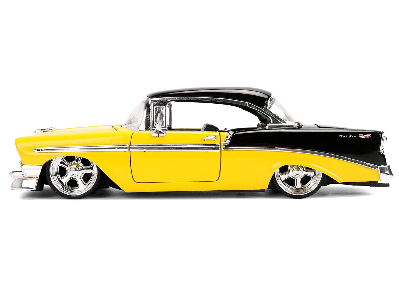 Alt View 2. Jada - 1956 Chevrolet Bel Air Yellow and Black "Bigtime Muscle" Series 1/24 Diecast Model Car by Jada - Multicolor.