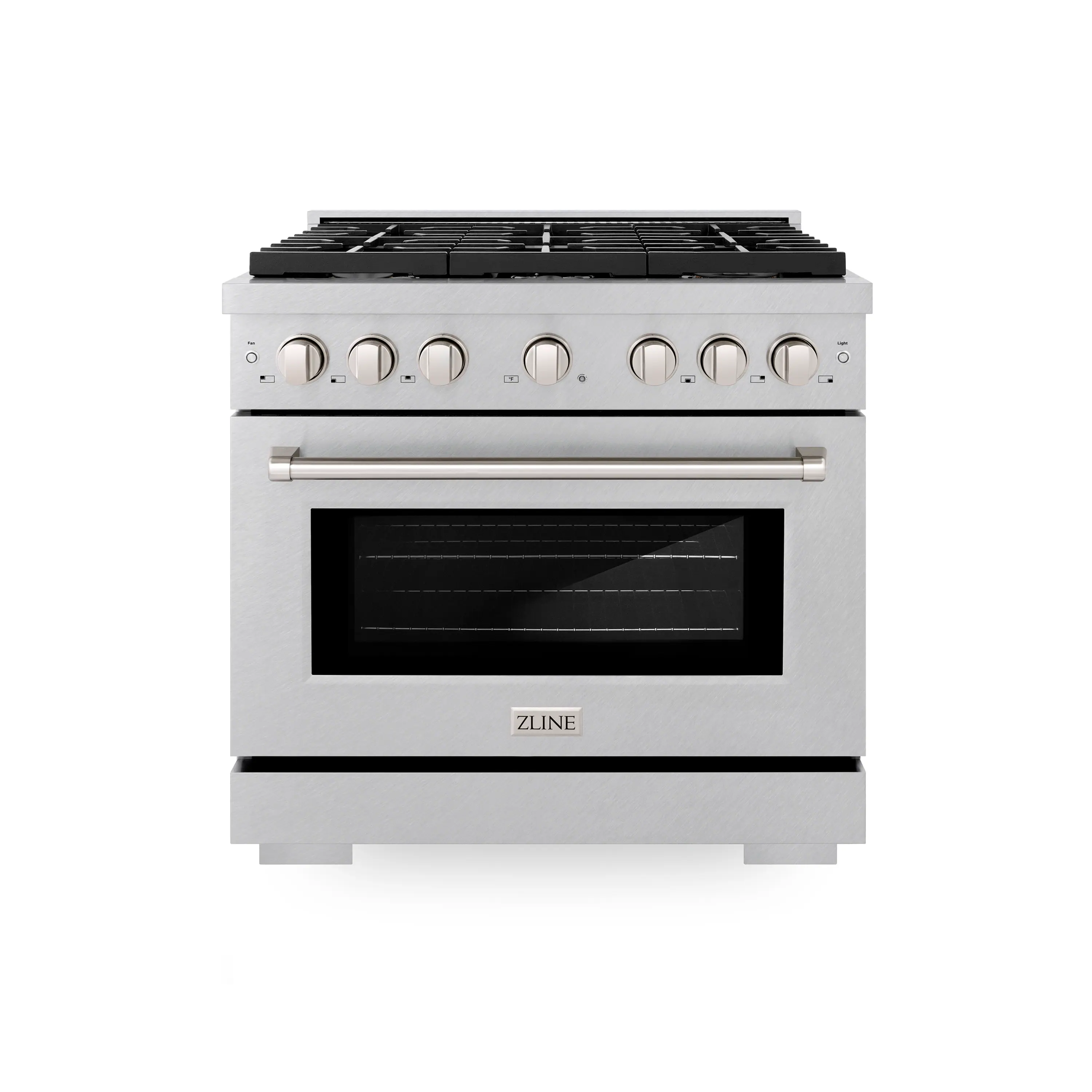 ZLINE - 36 in. Paramount Dual Fuel Satin Steel Range w/ 6 Brass Burners & Convection Oven (SDRS-BR-36) - Stainless Steel