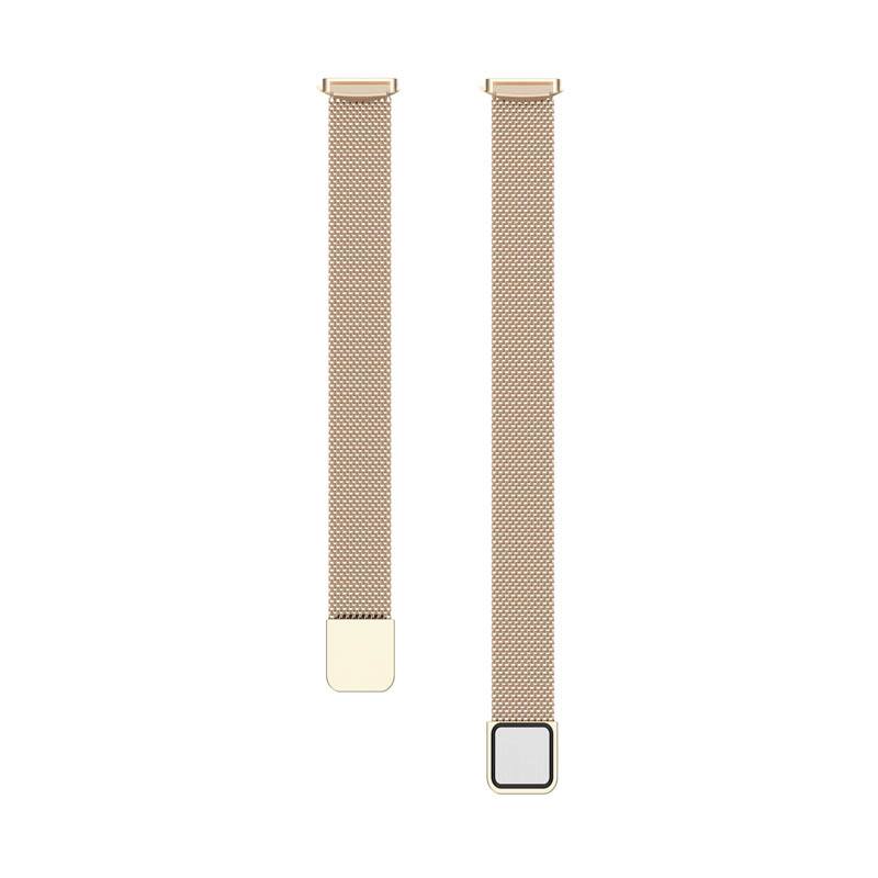 Left. StrapsCo - Milanese Bracelet Stainless Steel Watch Band Strap For Fitbit Luxe - Retro Gold.