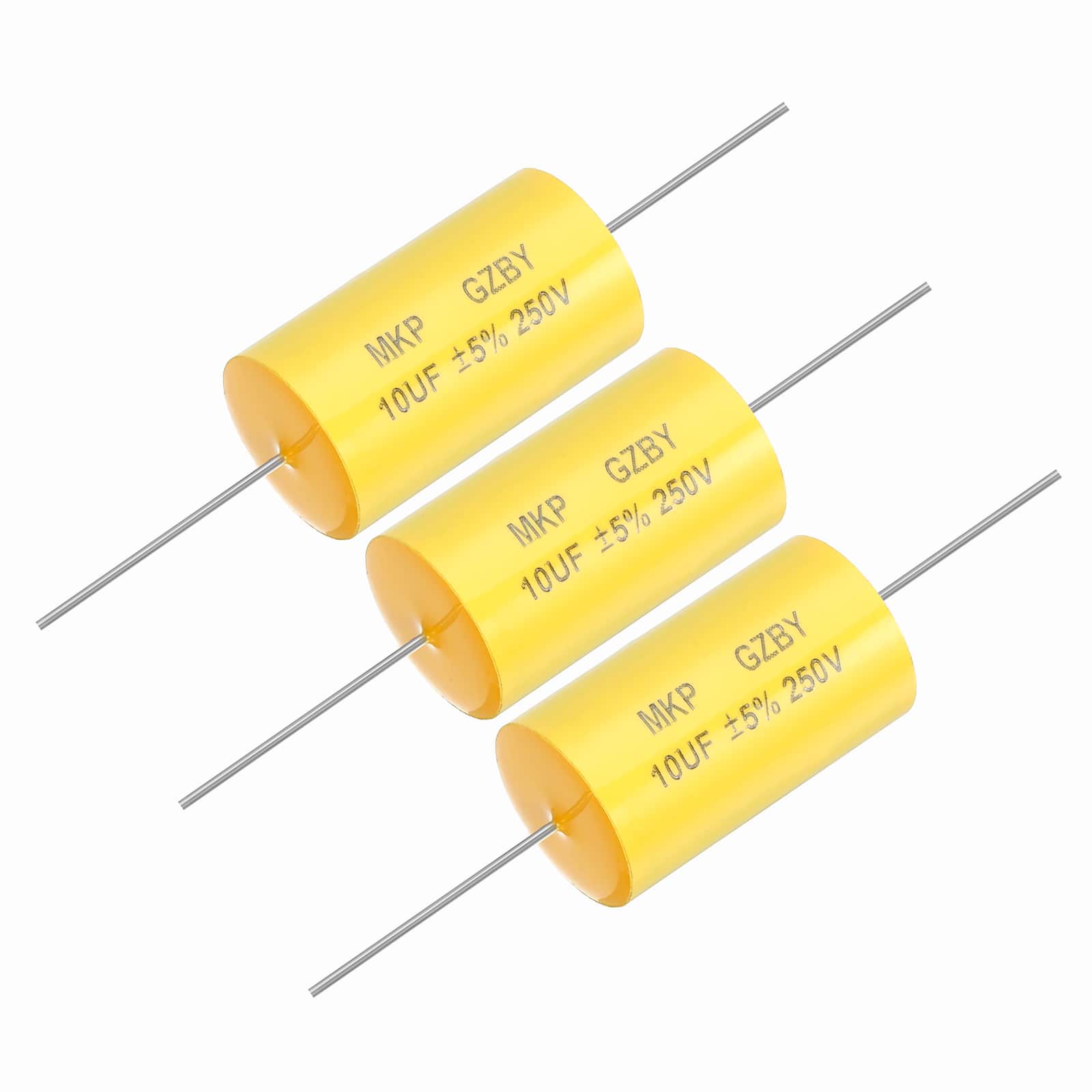 Unique Bargains - 3pcs 10uf Frequency Divider Capacitor, 250V Axial Audio Speaker Crossover MKP Film Capacitor - Yellow price history on PriceWatchPro