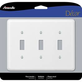 AMERELLE - Devon 3 gang Stamped Steel Toggle Wall Plate 1 pk - White