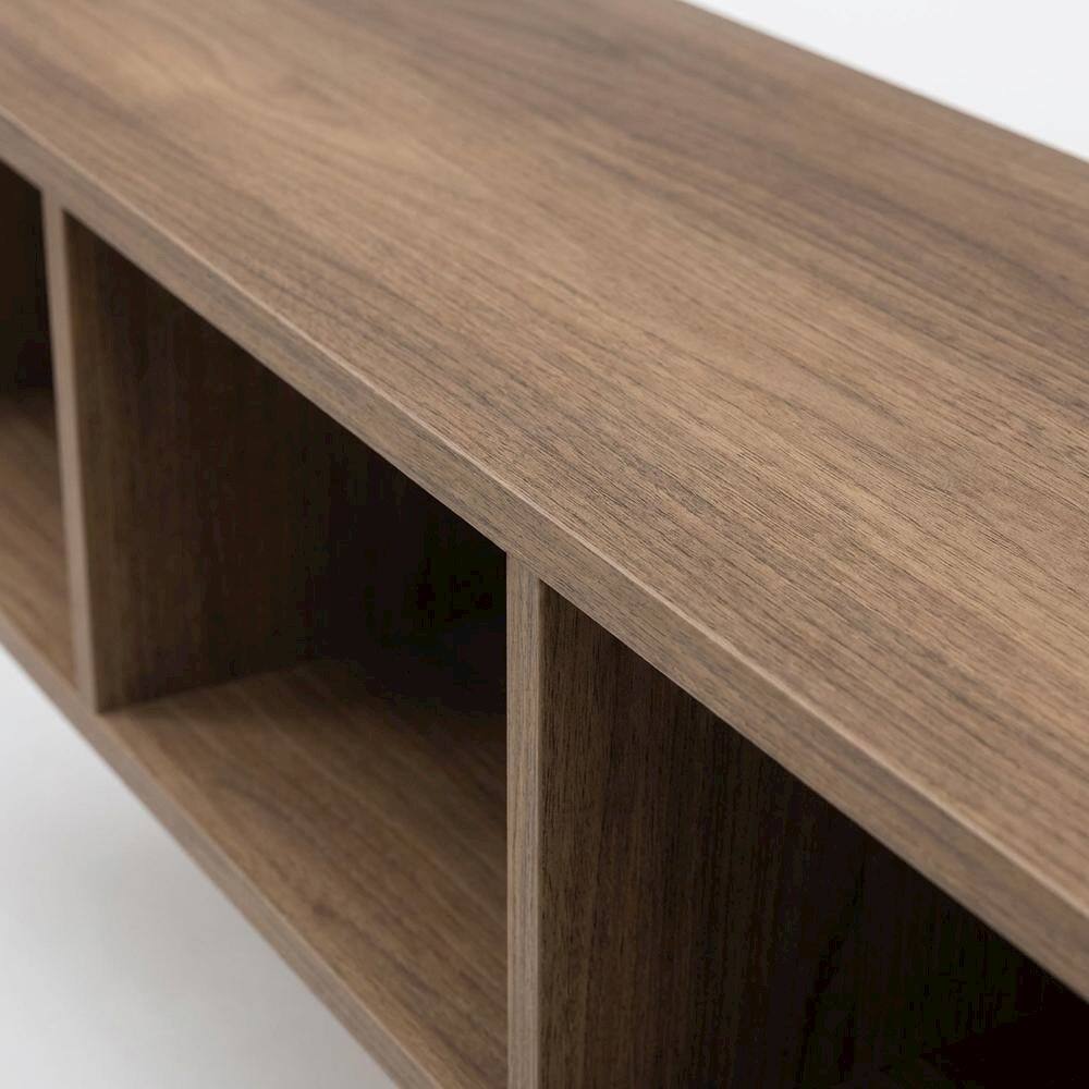 Alt View 4. FurniFact - Walnut Floating TV Stand with Wall Mount Design and Engineered Wood Finish - Brown.