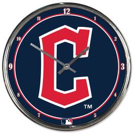 WinCraft - Cleveland Guardians Round Chrome Team Wall Clock - Multicolor