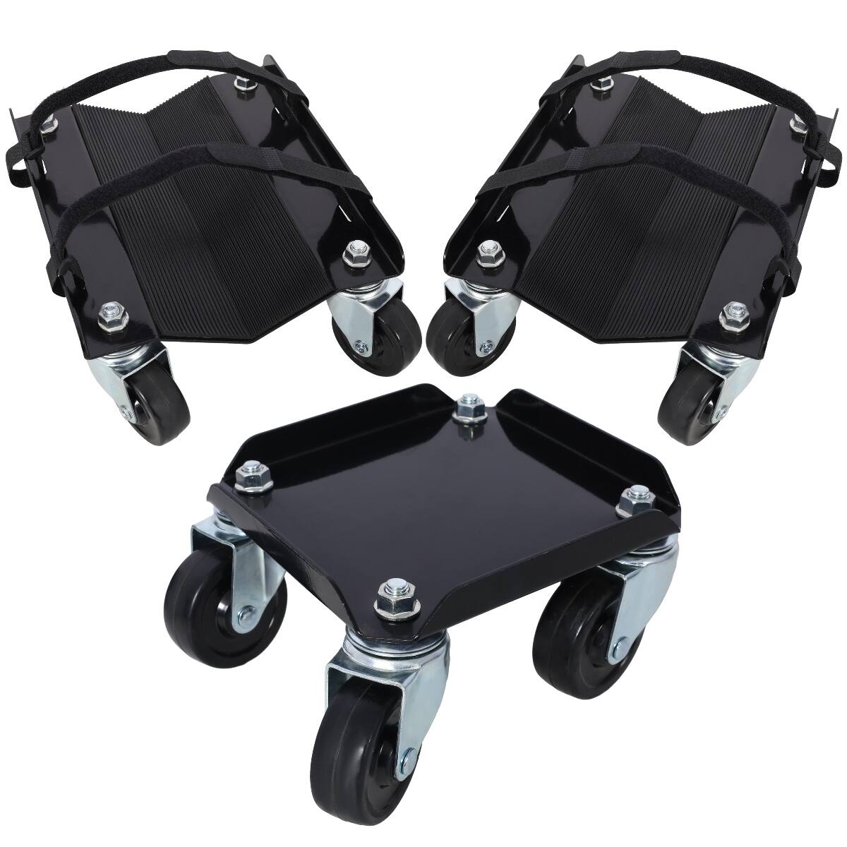 Angle. Ropilly - Ropilly Heavy Duty Snowmobile Dolly V Slide Ski Dolly with Swivel Casters and Straps Black - Black.