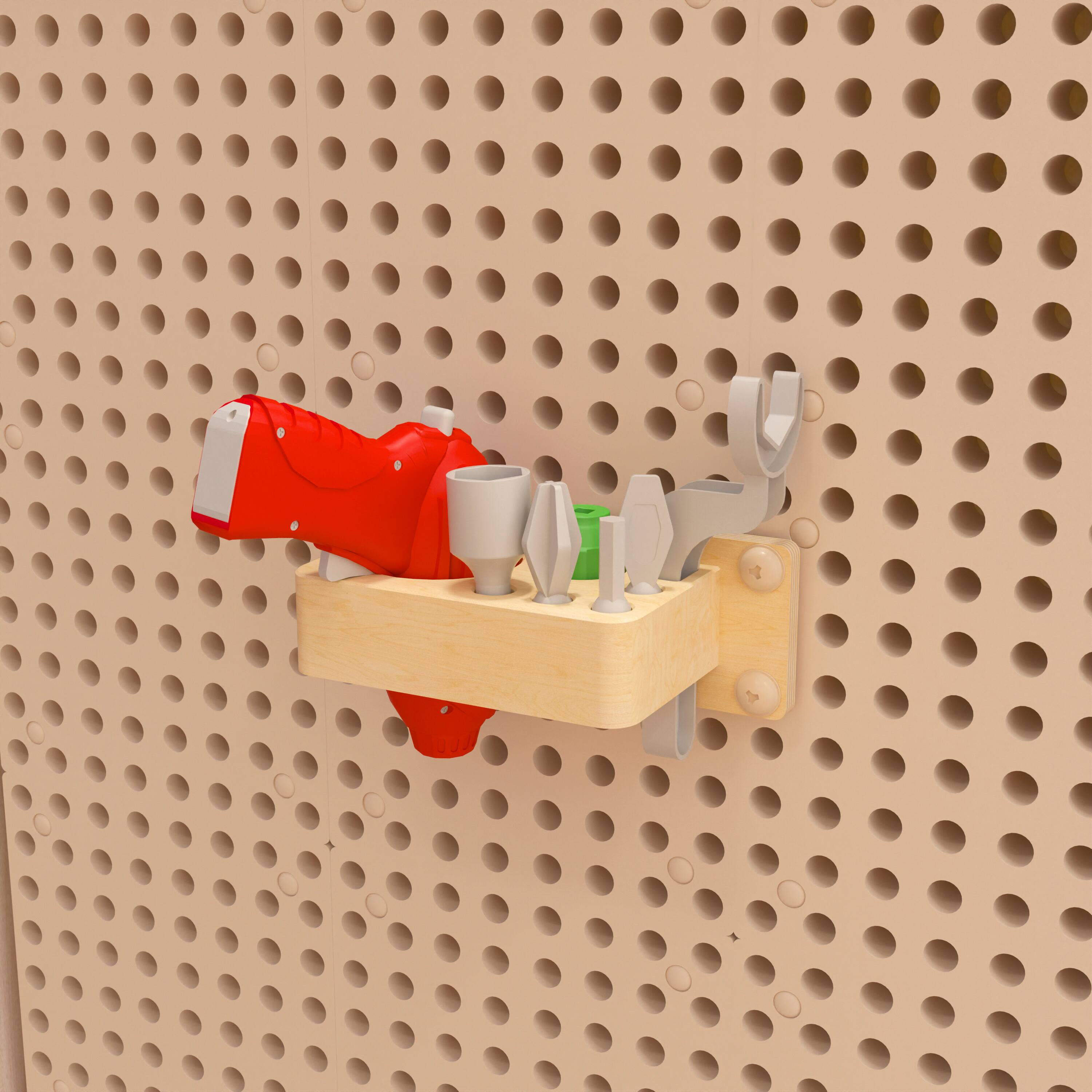 Alt View 3. Flash Furniture - Bright Beginnings 8-Piece Tool and Holder Accessory Set for Modular STEAM Wall Systems (Wall Not Included) - Multi.