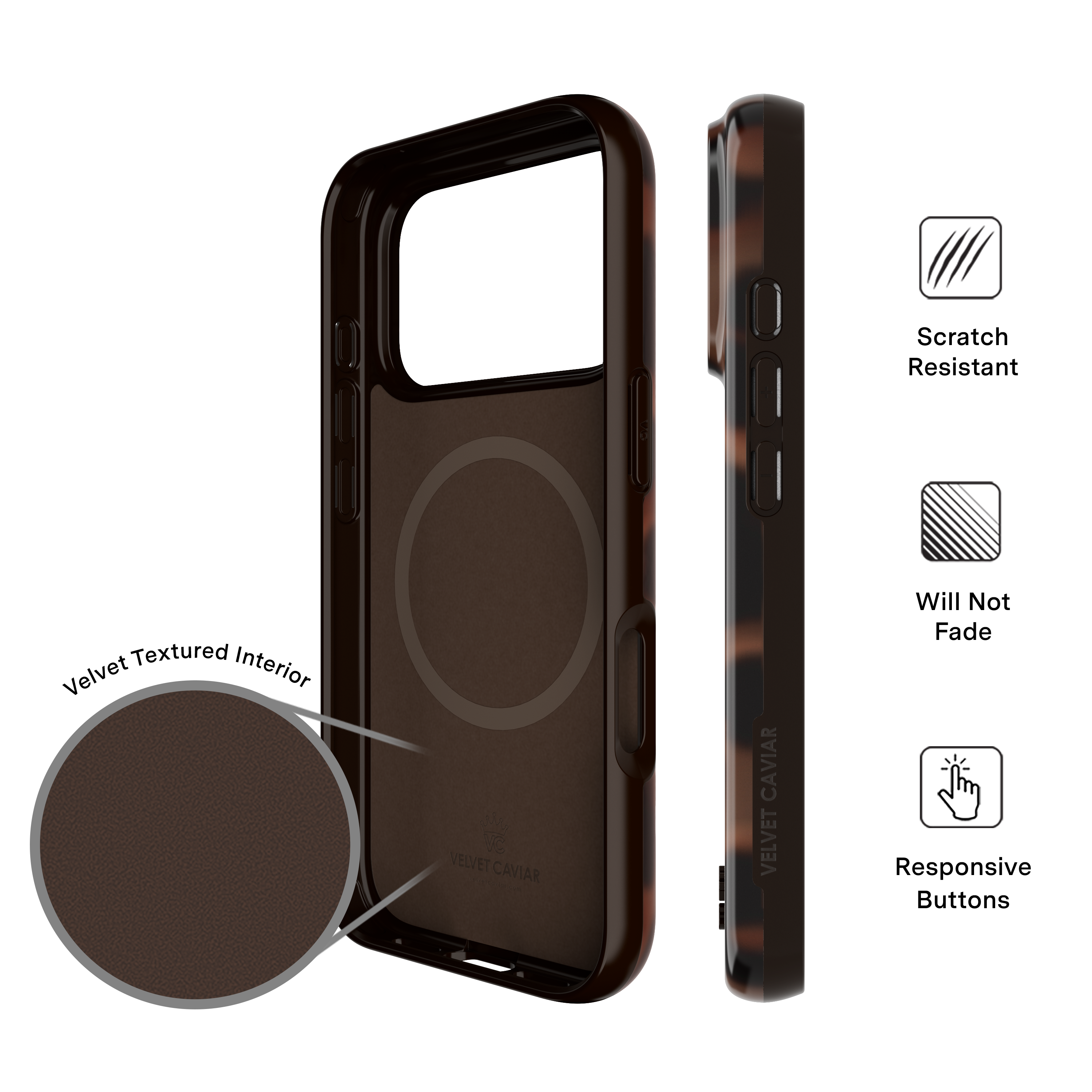 TC VELVET CAVIAR  
CAVIAR VELVET  
Responsive Buttons, Scratch Resistant, Will Not Fade  
Velvet Textured Interior