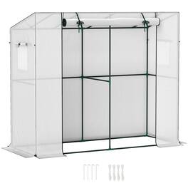 Outsunny - 6.6' x 2.5' x 5.6' Lean-to Small Greenhouse for Outdoors, Portable Greenhouse with UV-resistant PE Cover