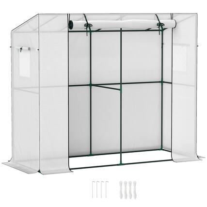 Front. Outsunny - Walk-in Portable Greenhouse Small Greenhouse for Outdoors with UV-resistant PE Cover.