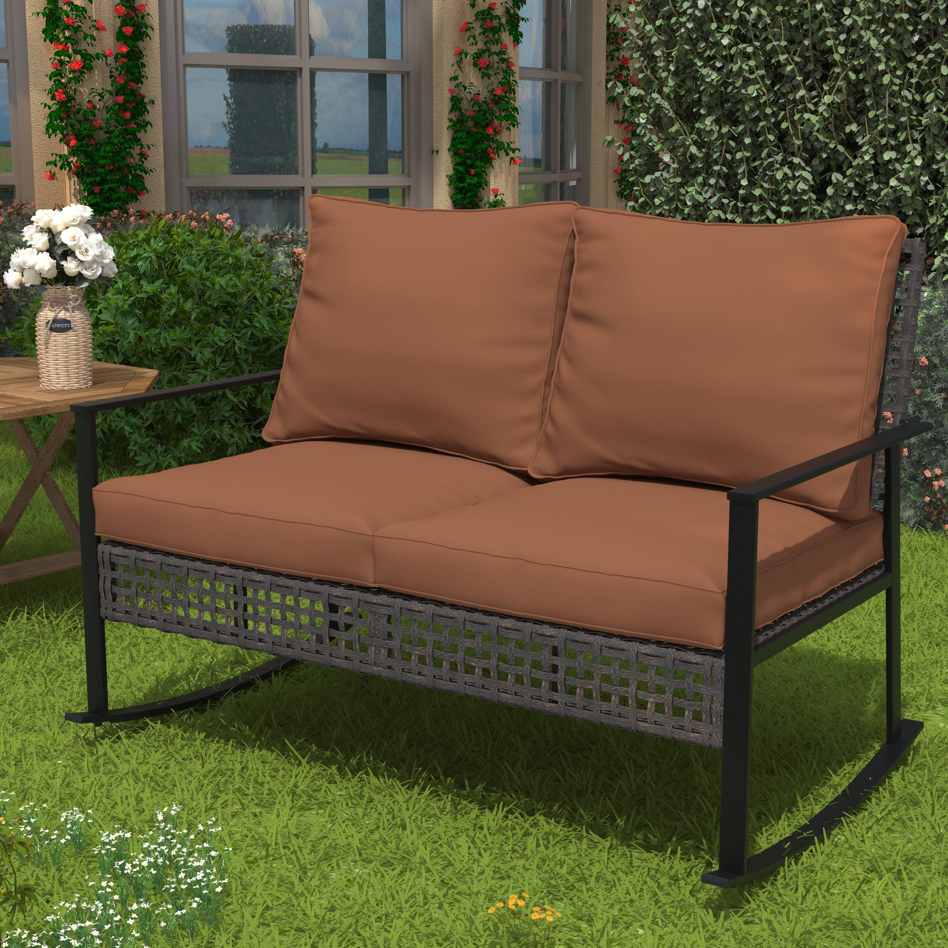 Left. Ainfox - Ainfox Patio Sofa Wicker Loveseat Rocking Chair - Gray.