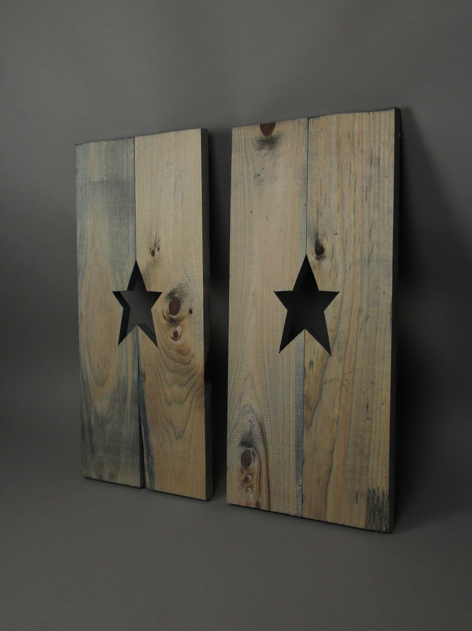 Alt View 1. Direct International - Set of 2 Rustic Cutout Star Decorative Wood Panel Wall Hangings 24 inch - Brown.