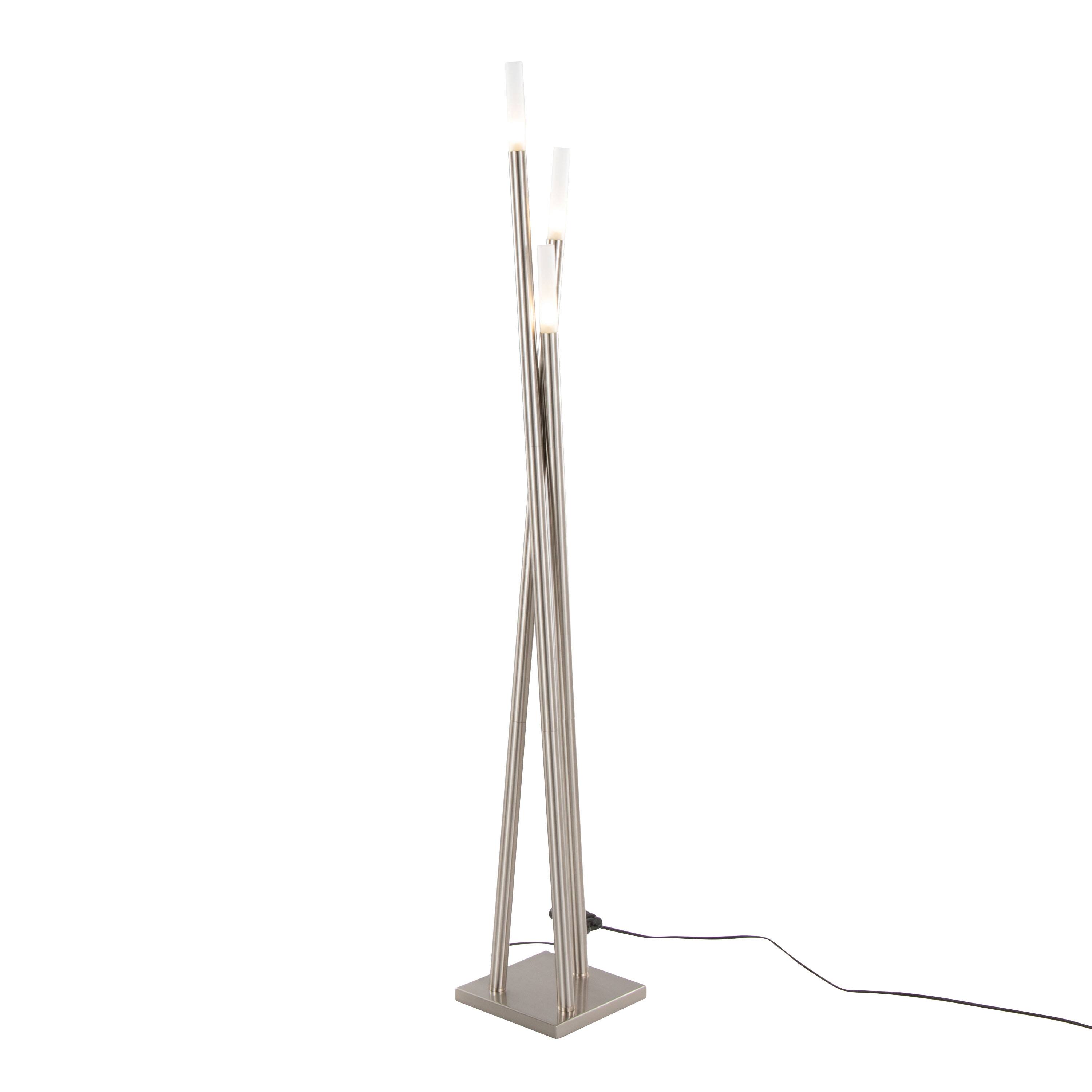 Angle. Loheer - Loheer 67 Inch Icicle Contemporary Floor Lamp Brushed Nickel Modern Standing Lamp for Living Room and Bedroom - Brushed Nickel.
