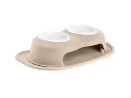 WeatherTech - Double High Pet Feeding System | Elevated Pet Bowls - 4" High 16oz (2 cup) BPA-Free Plastic Bowls - Tan