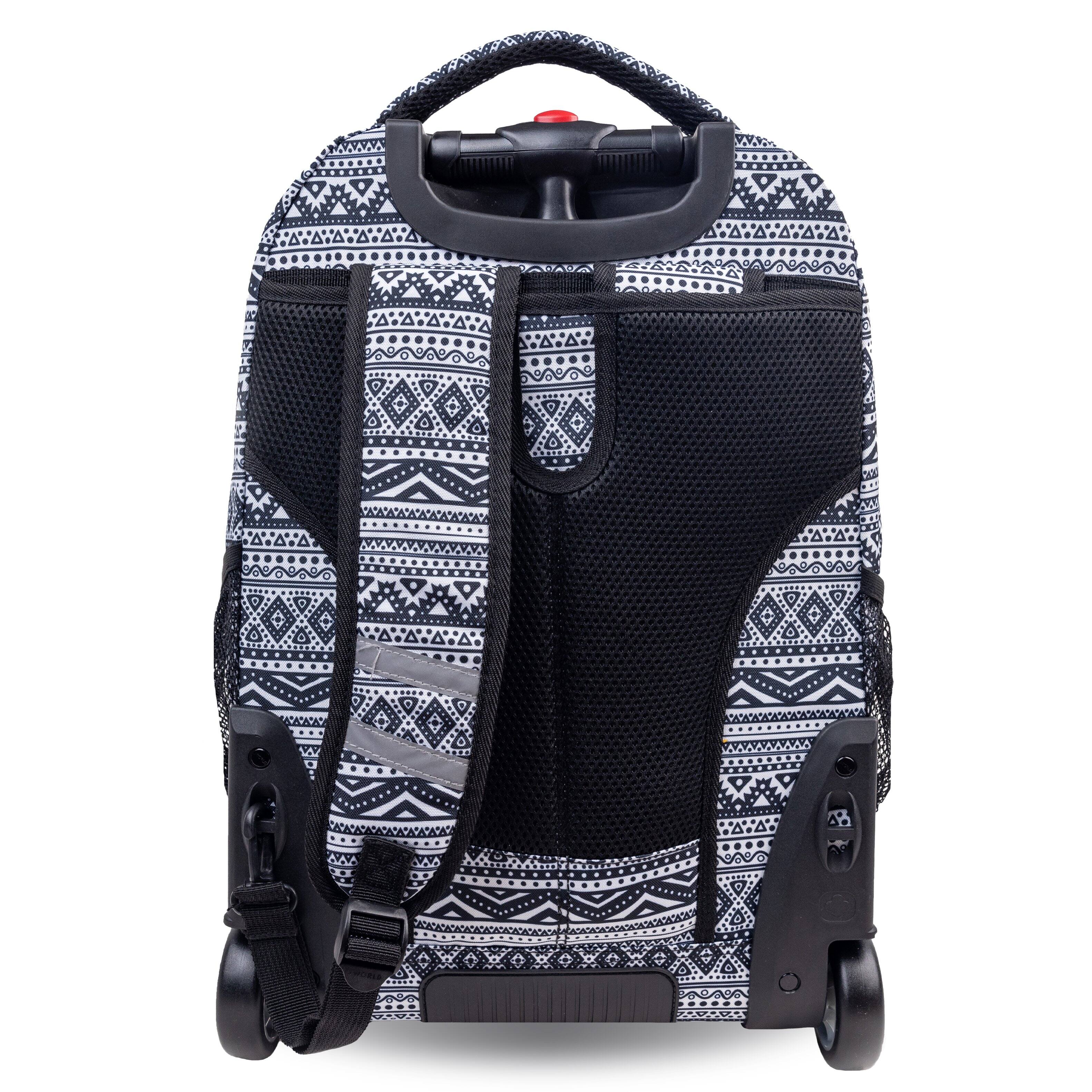 Back. J World - J World Unisex Sundance 20" Rolling Backpack with Laptop Sleeve for School and Travel, Tribal - TRIBAL.