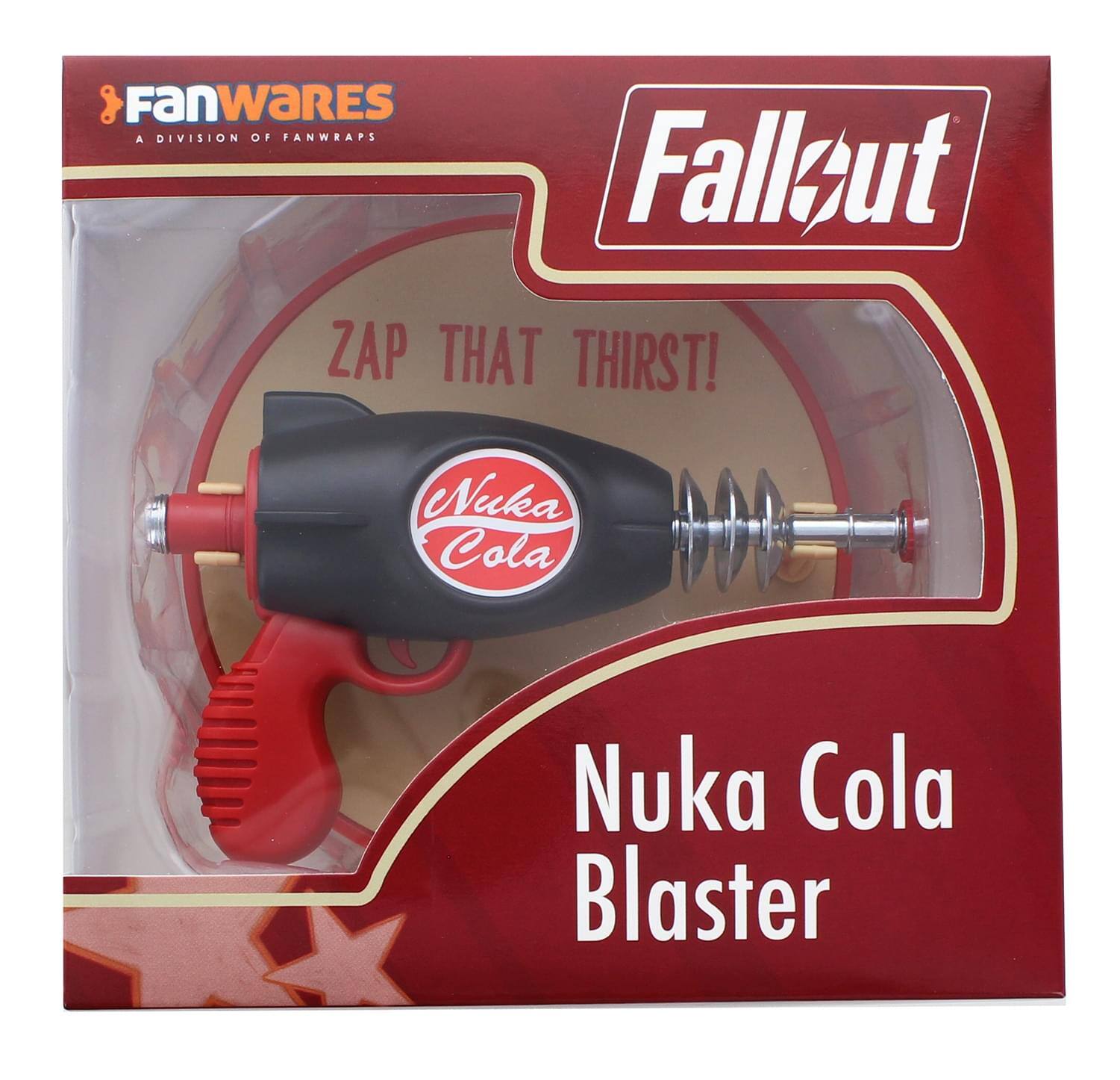 FanWares  
A Division of Fanwraps  

Fallout  

ZAP THAT THIRST!  

Nuka Cola Blaster  

Nuka Cola