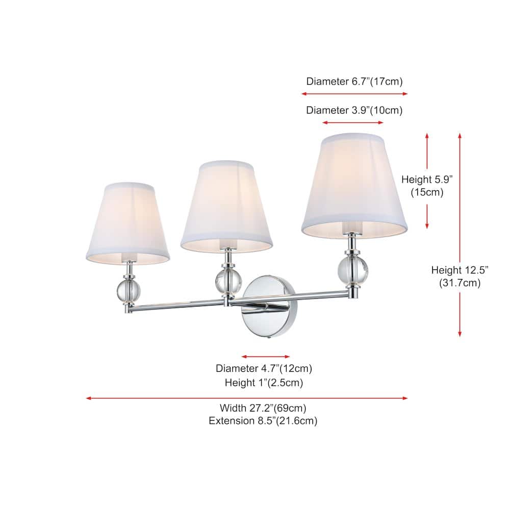 Living District - Bethany 27 inch Wall Sconce in Chrome - Chrome And White