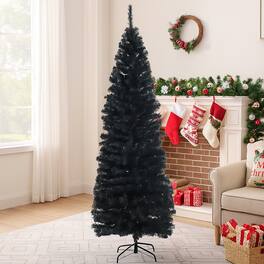 BreeBe - Unlit Artificial Pencil Tree 6FT – Slim Design for Holiday & Seasonal Decor - Black