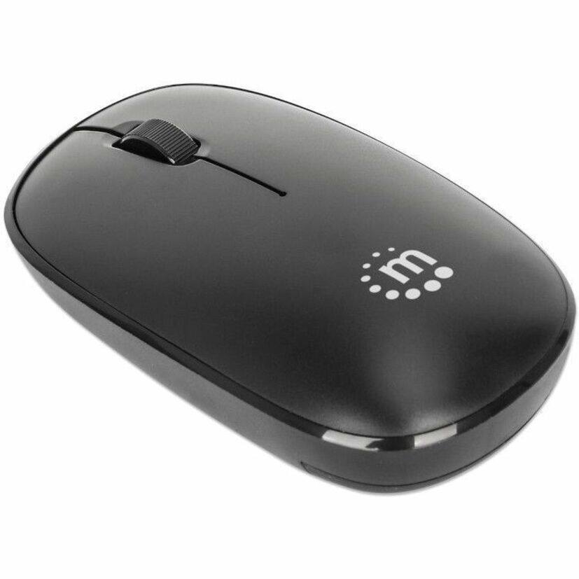 Alt View 3. Manhattan - MW3050 Wireless Optical Mouse, Black, 1200dpi, 2.4Ghz (up to 10m), USB, Ambidextrous, Three Button with Scroll Wheel - Black.