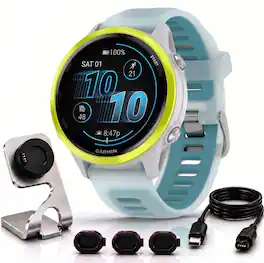 Bundle - Garmin - Forerunner 570 47mm GPS Smartwatch, Aluminum + Accessories - Amp Yellow Aluminum - (2025)
