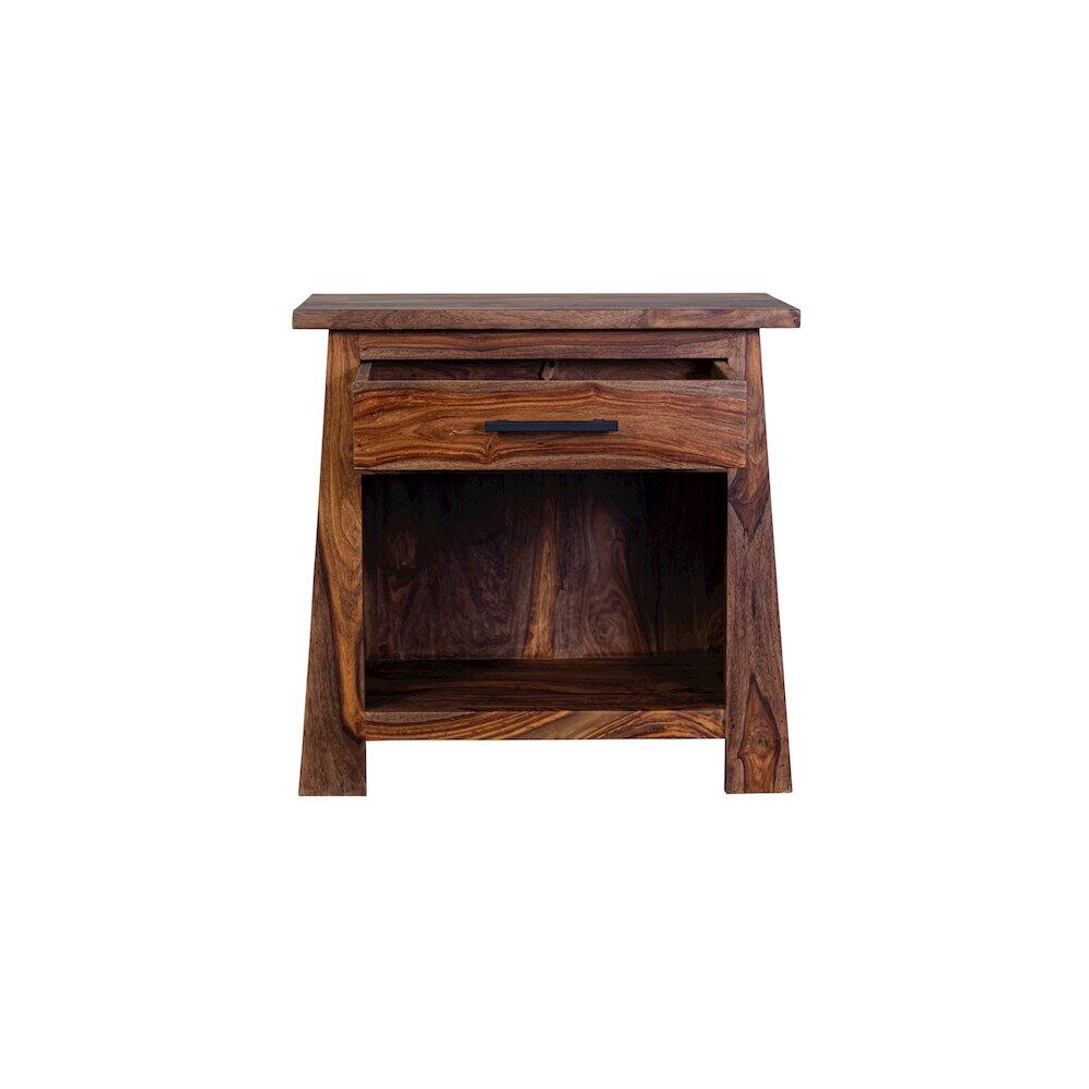 Angle. Porter Designs - Kalispell Solid Sheesham Wood Nightstand - Brown.