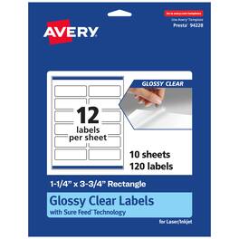 Avery - Glossy Rectangle Labels, 1.25" x 3.75", 120 Labels - Clear