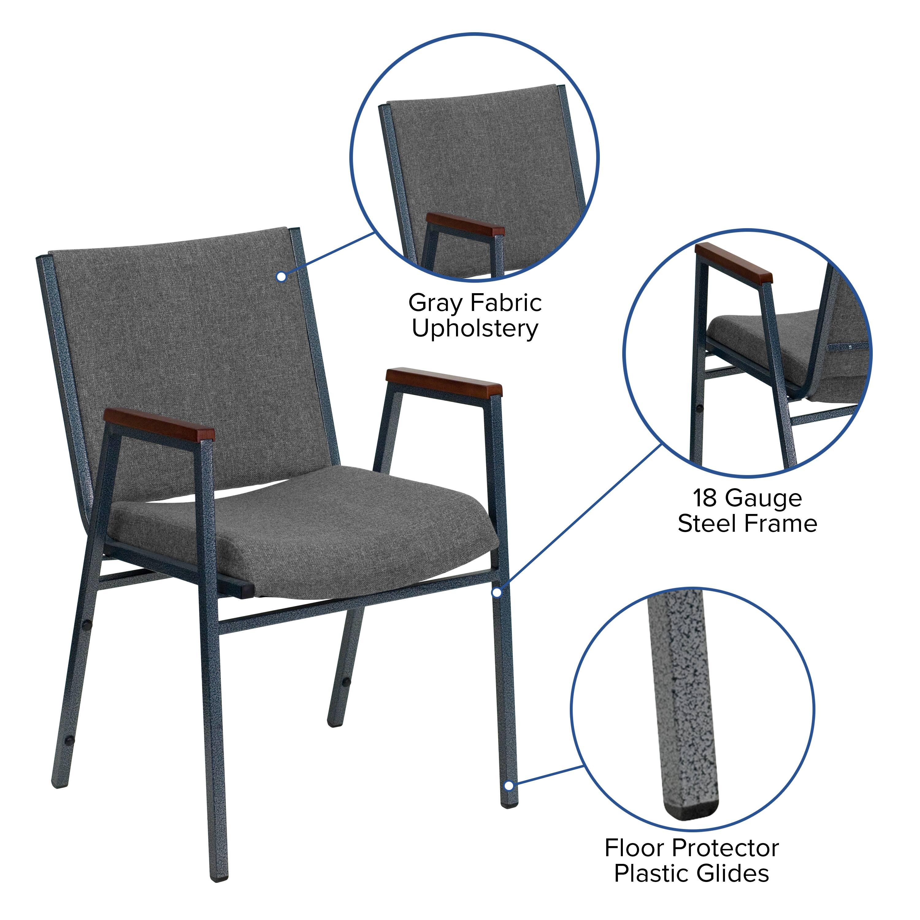 Gray Fabric Upholstery  
18 Gauge Steel Frame  
Floor Protector Plastic Glides