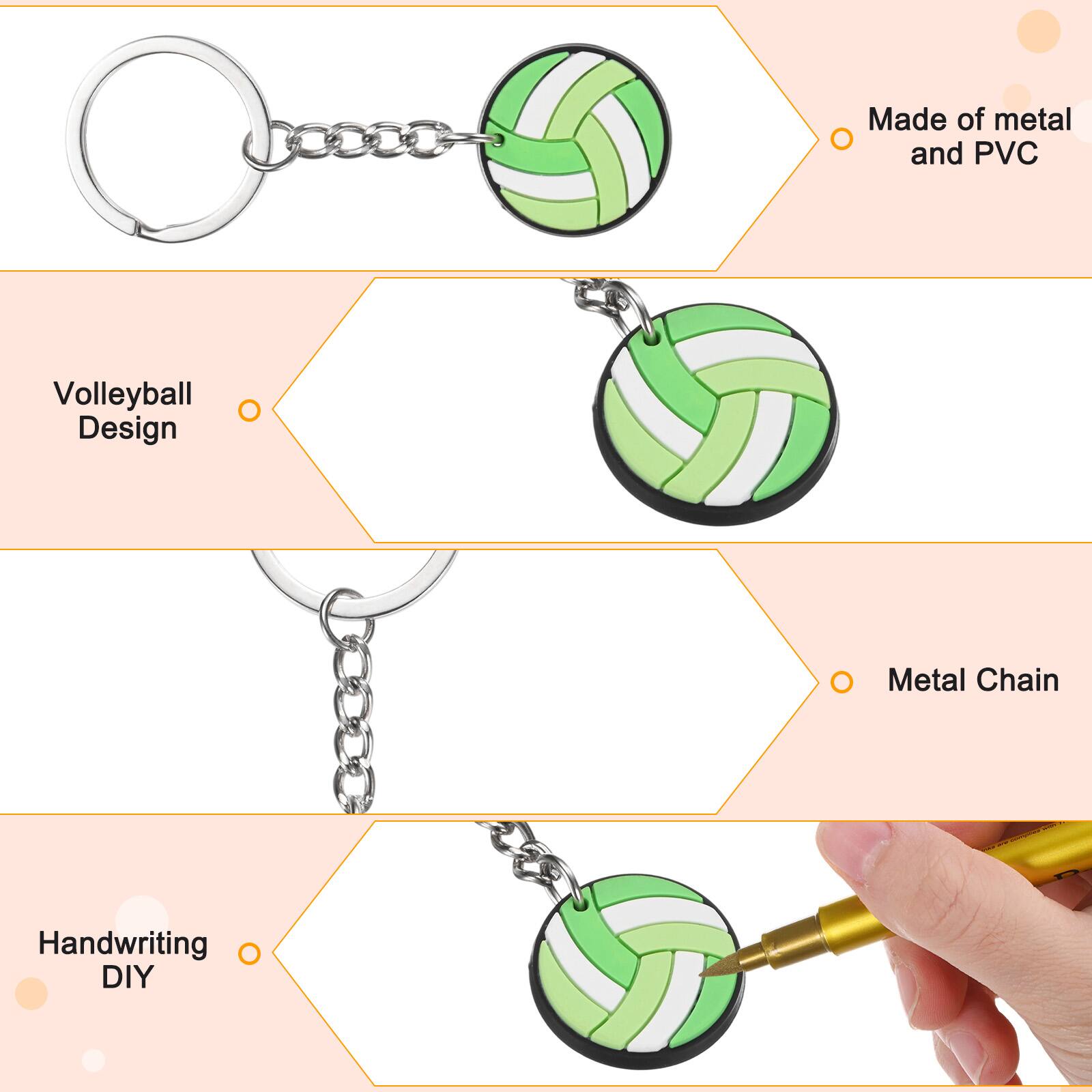 Made of metal and PVC  
Volleyball Design  
Metal Chain  
Handwriting DIY