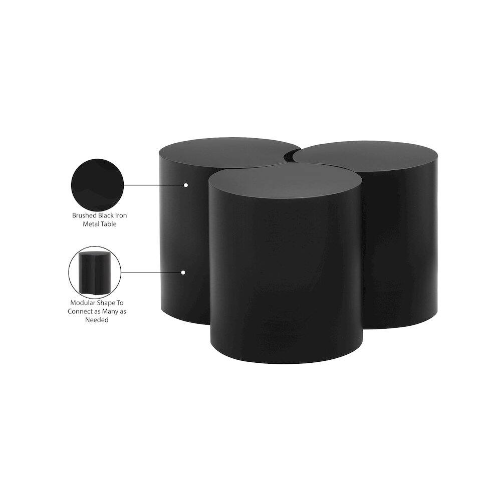 Brushed Black Iron Metal Table  
Modular Shape To Connect as Many as Needed