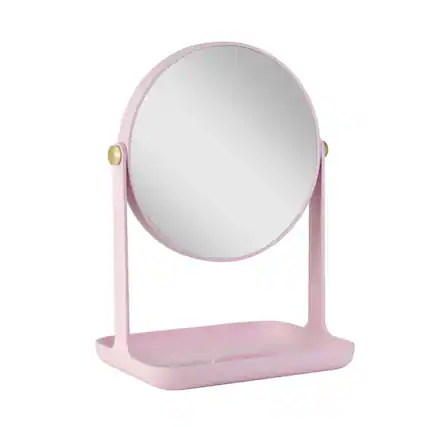 Front. Zadro - Back-to-School Makeup Mirror with 5X/1X Magnifications, Accessory Tray & Phone Holder - Rose Quartz.