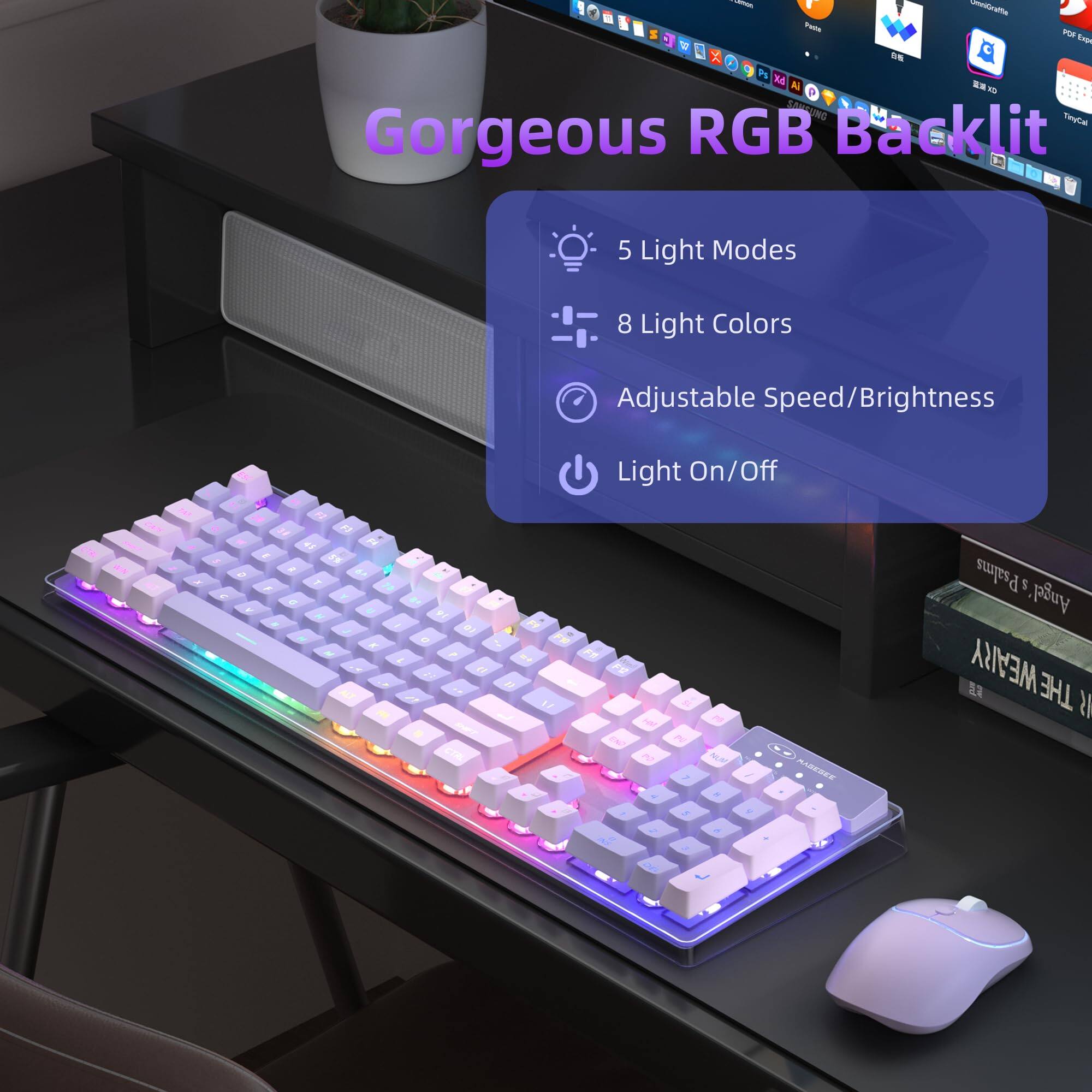 Gorgeous RGB Backlit

- 5 Light Modes
- 8 Light Colors
- Adjustable Speed/Brightness
- Light On/Off