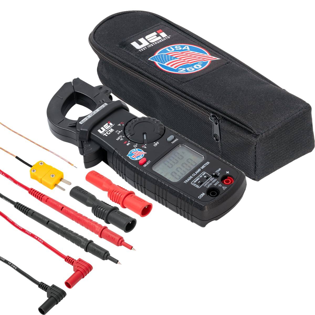 UEI TEST INSTRUMENTS" INS USA 250th  
JEW WEEK  
CAT !!! Soov [1] IEN TCM NA.  
MFD * RANGE in OFF 250 FREE SELECT 0000 METER CLAMP TEMP  
TRADE + CATHI=500Y MAX  
A COM  
AND CISTED TRAWG SEE TEAWS