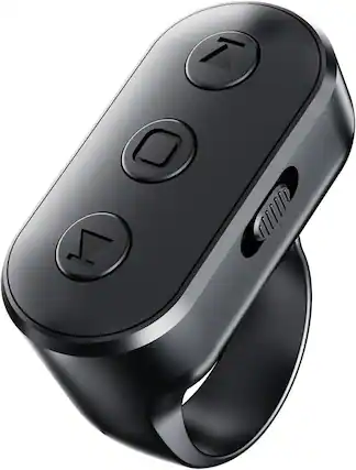 Front. ACJPR - Scrolling Ring Remote – Wireless Page Turner, Video Control (Black).