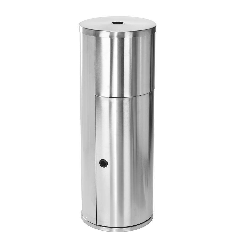 Angle. Alpine Industries - Stainless Steel Gym Wipe Dispenser with Built-in 7 Gallon Trash Can Receptacle - Silver.