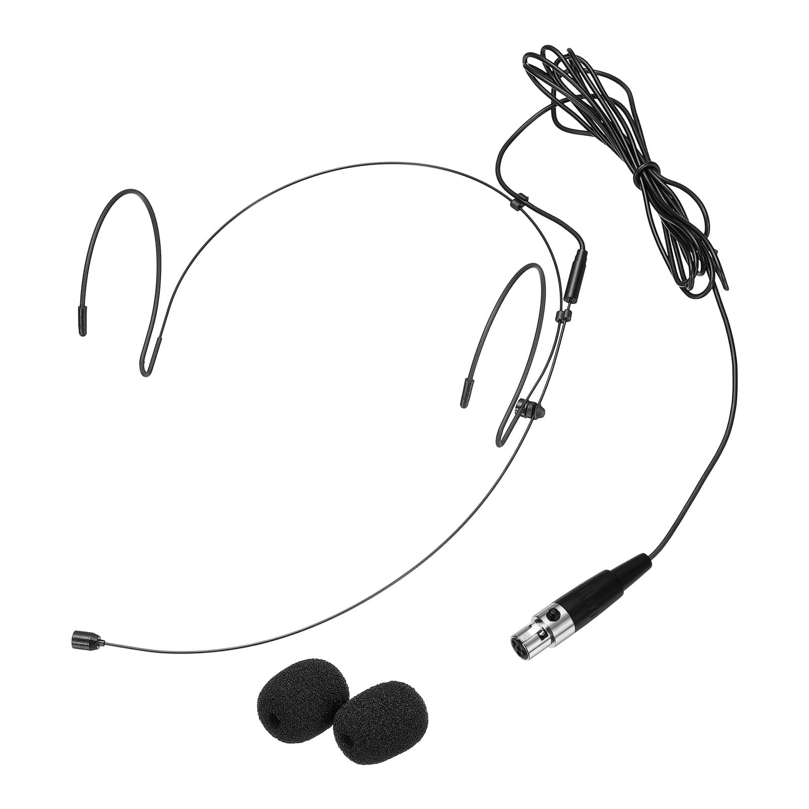 Unique Bargains - Ear Hook Headset Microphone Double Over Ear Omnidirectional Wired Condenser with Mini XLR 4 Pin TA4F Plug 3.9ft Cable - Black