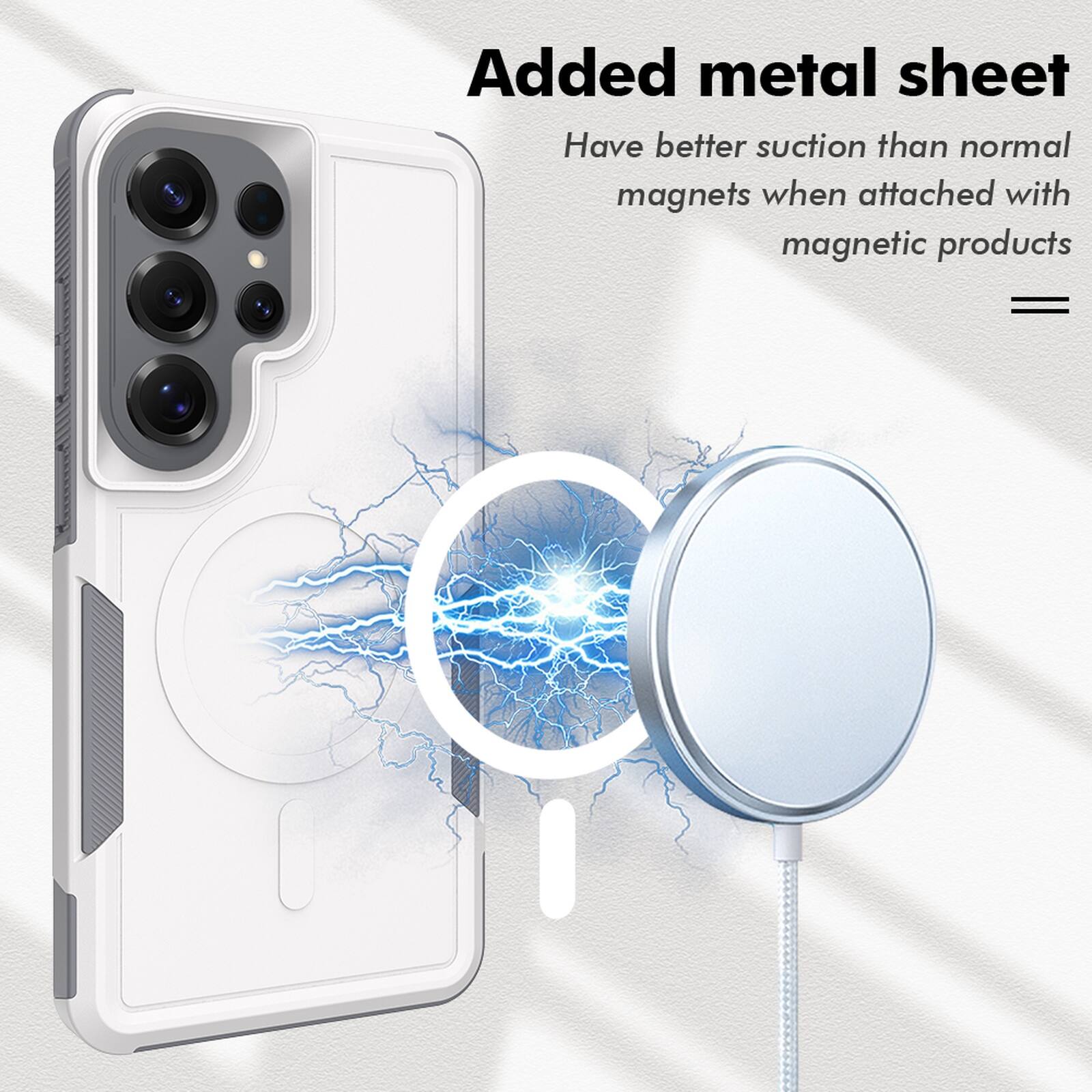 Added metal sheet  
Have better suction than normal magnets when attached with magnetic products