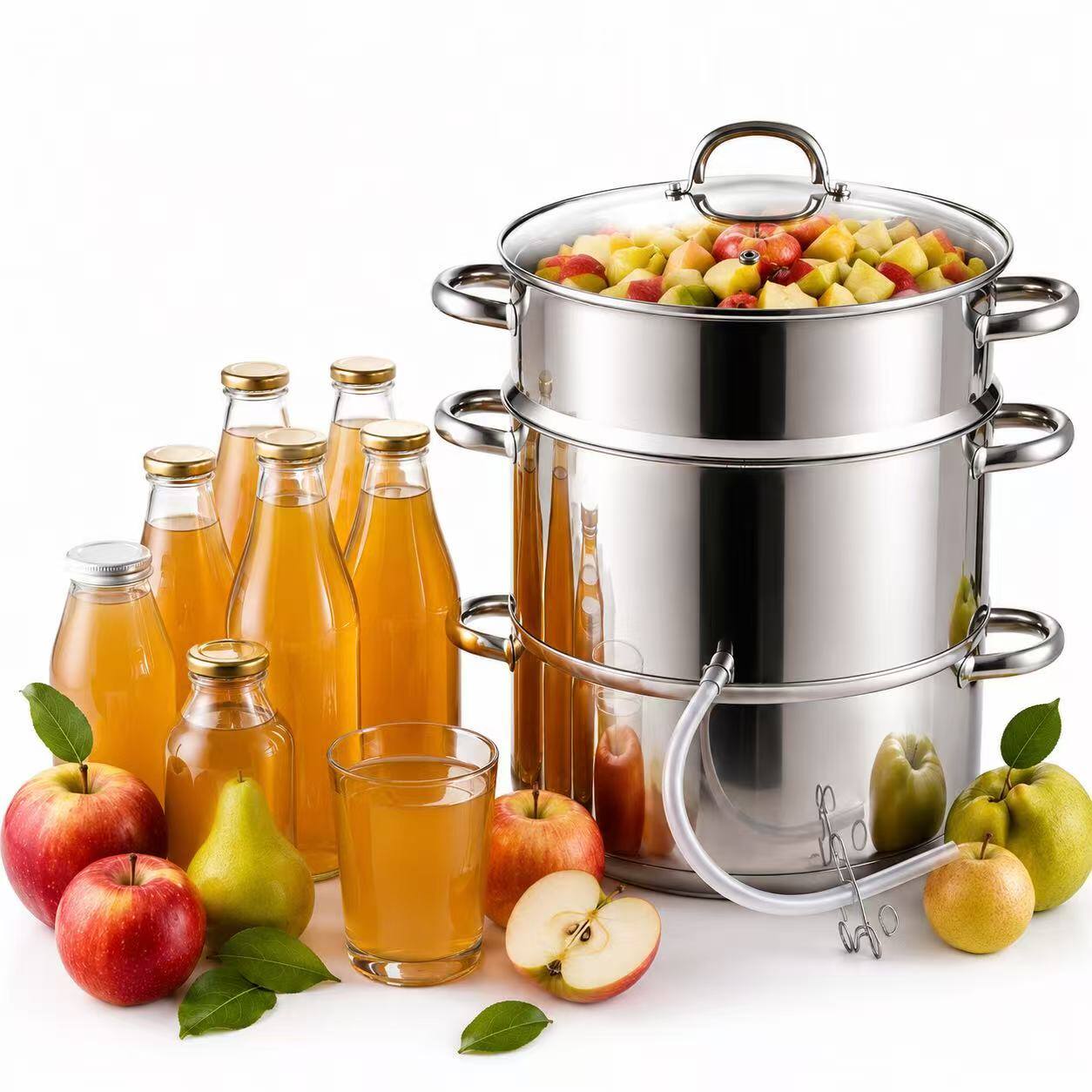 Front. Cooks Standard - Steam Pot 11 Qt S/S Steam Canner for Fruit & Vegetable Juice Extraction,Jelly, Sauce, Syrup & Home Canning W/Glass Lid - Stainless Steel.