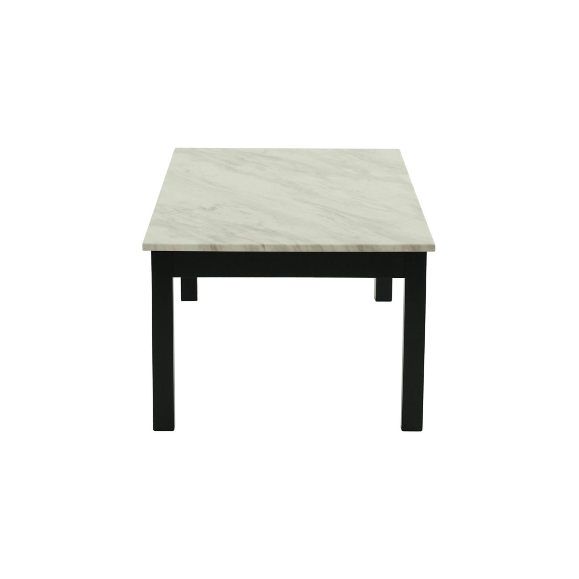 Left. Manhattan Lane - 35 Inch 2 Piece Nesting Coffee Table Set, Round  Faux Marble Tabletop - Black and white.
