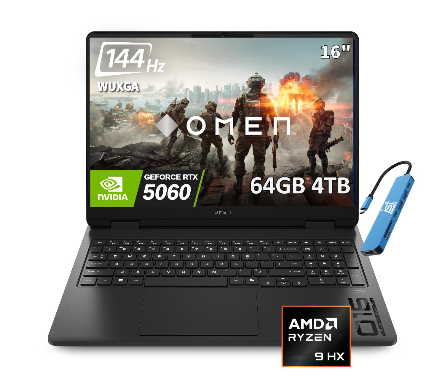 HP OMEN - OMEN 16 16"WUXGA 144Hz Gaming Laptop - 32 threads AMD Ryzen 9 8940HX - NVIDIA GeForce RTX 5060 - 64GB Memory - 4TB SSD - Black