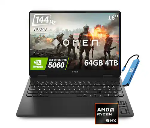 144 Hz WUXGA 16"
GEFORCE RTX NVIDIA 5060
64GB 4TB
OMEN
AMD RYZEN 9 HX