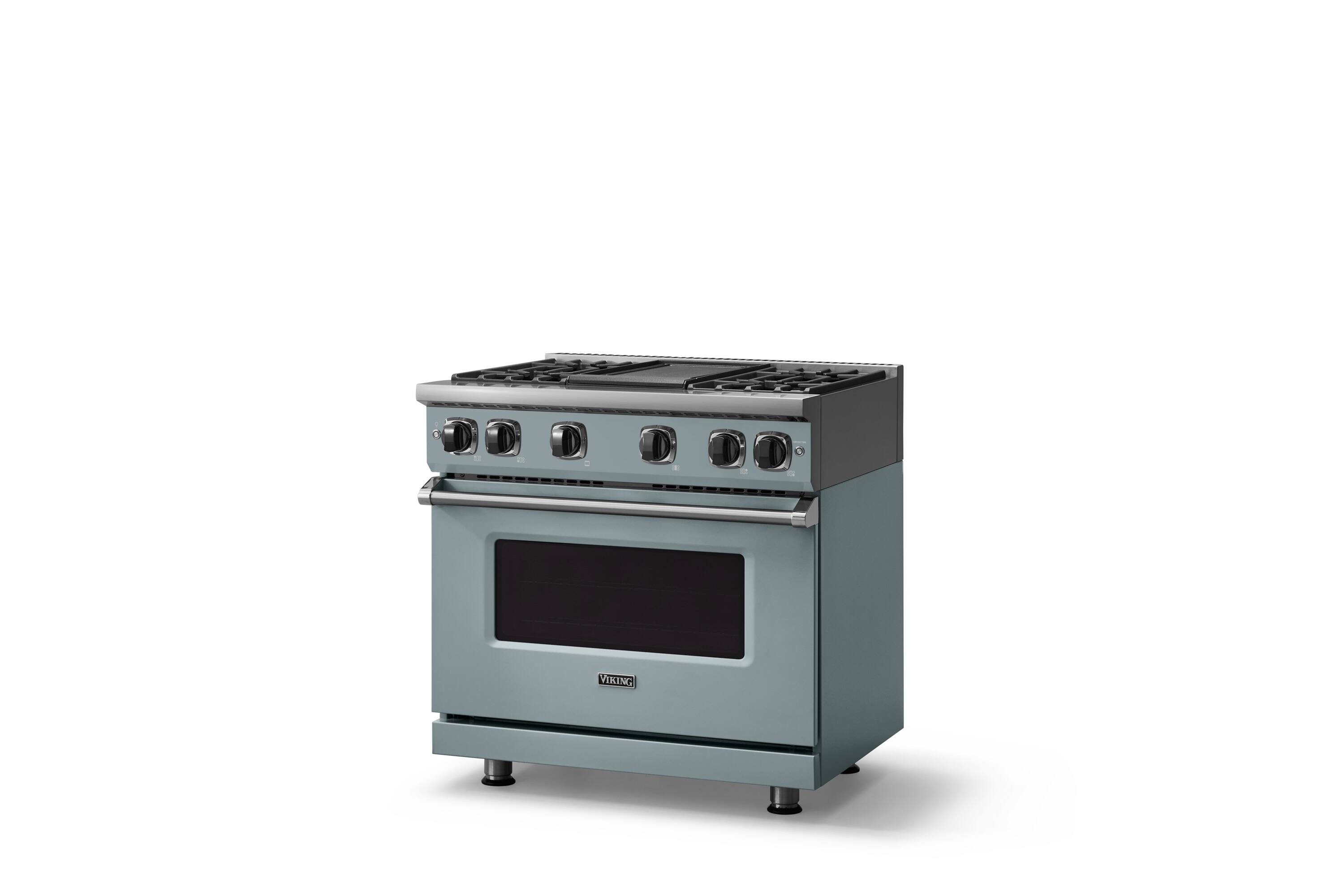 Angle. Viking - Pro 7 Series 5.6 Cu. Ft. Freestanding Sealed 4 Burner LP Gas Convection Range/Griddle - November Sky - November Sky.