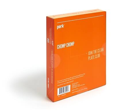 Perk  
100 TRESSS  
CHOMP CHOMP  
JOIN THE CLEAN PLATE CLUB  

100 TRESSS  
REUSABLE STRAWS  
JOIN THE CLEAN PLATE CLUB