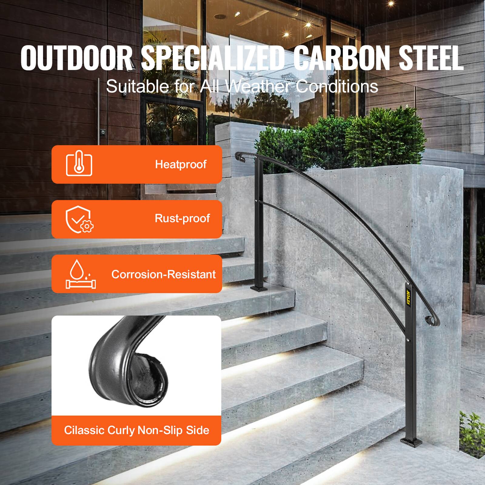 OUTDOOR SPECIALIZED CARBON STEEL Suitable for All Weather Conditions
Heatproof
Rust-proof
Corrosion-Resistant
Cilassic Curly Non-Slip Side
