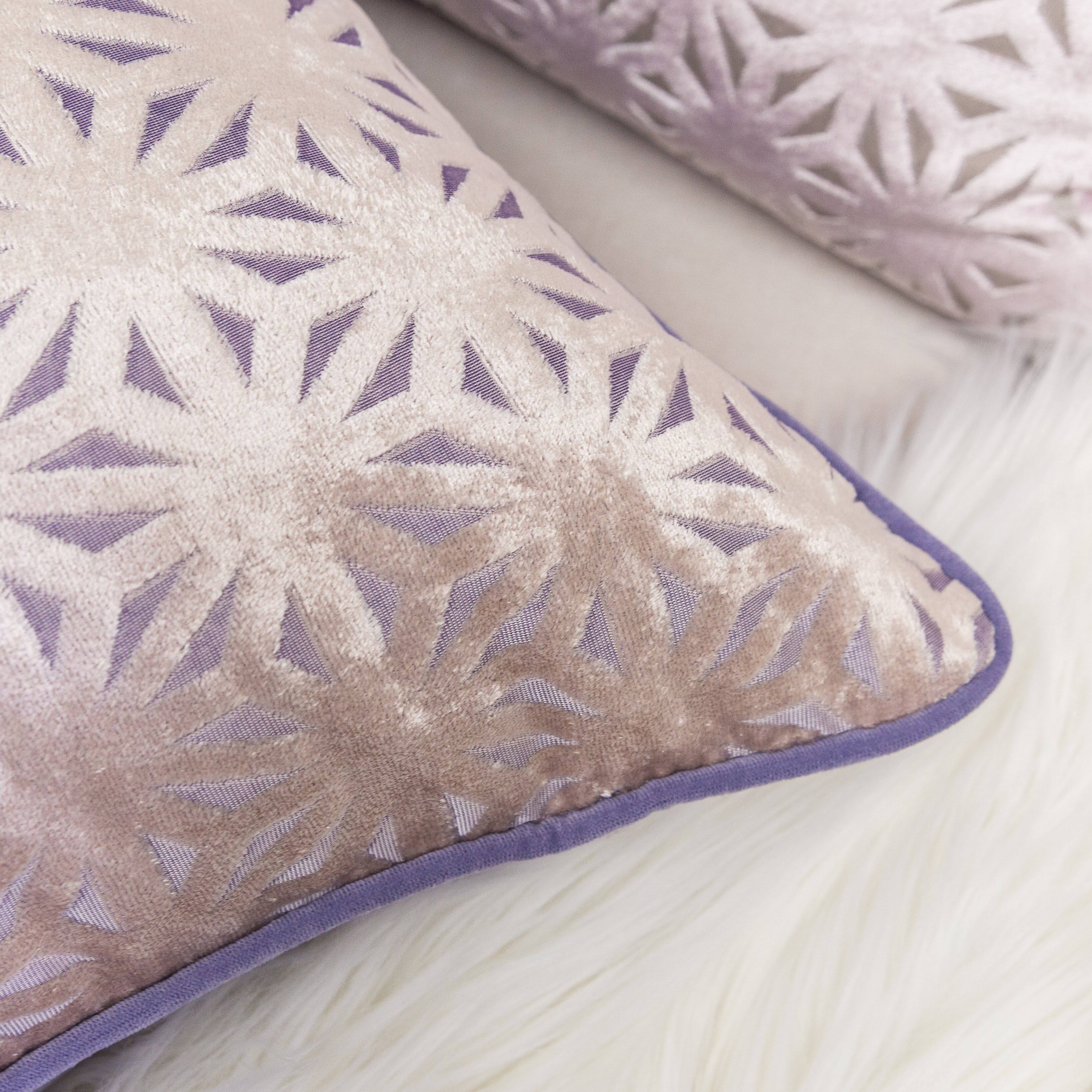 Left. LuXeo - Cut Velvet Throw Pillow Cover & Insert / Color:Purple - PURPLE.