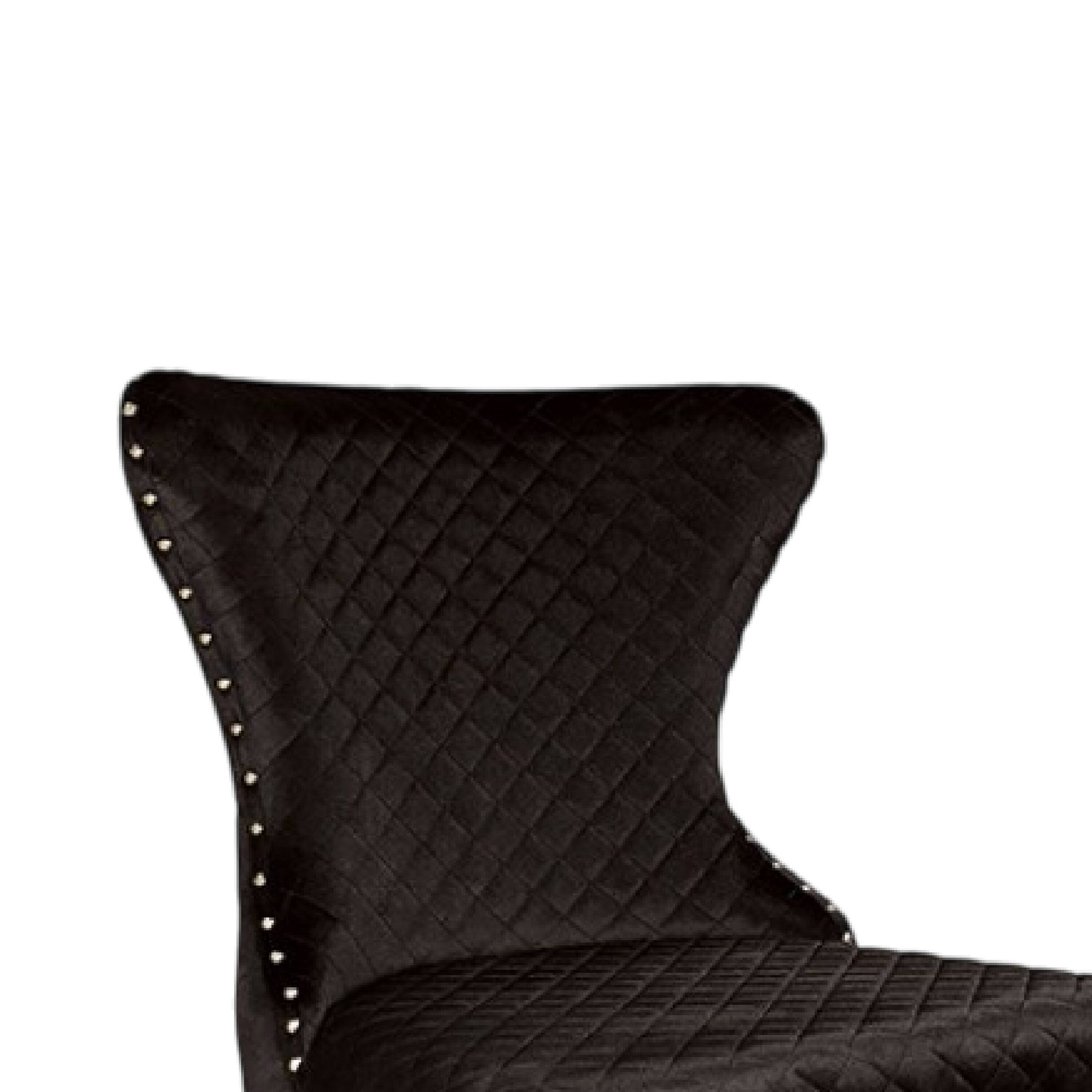 Alt View 2. Manhattan Lane - Anova Dining Side Chair Set of 2, Diamond Pattern Black Seat, Gold Leg - Black, Gold.