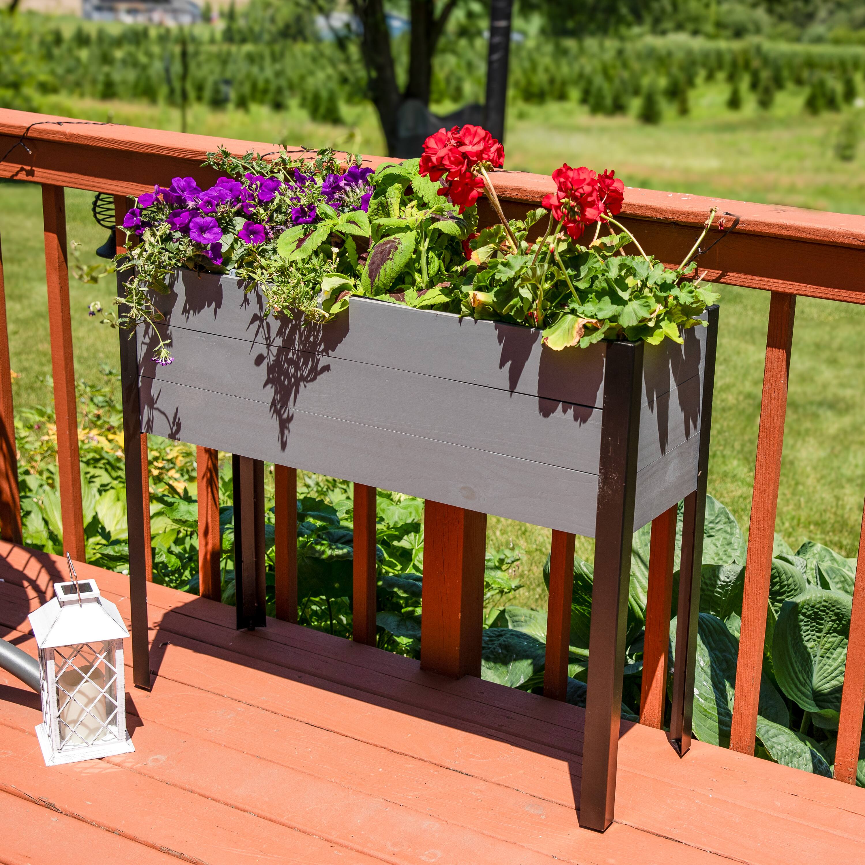 Alt View 1. Sunnydaze - Acacia Raised Garden Bed with Removable Planter - 31 " H - Gray.