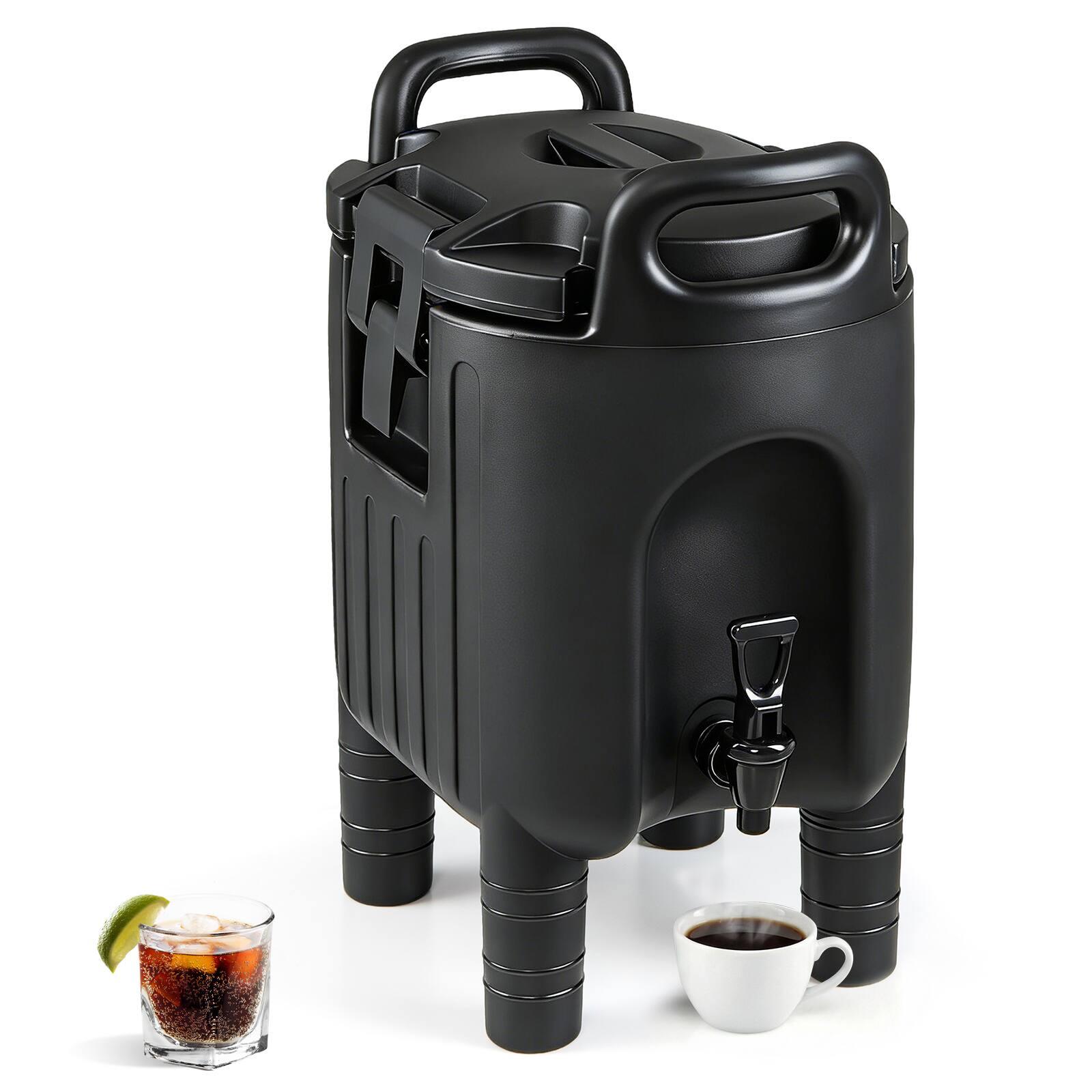 Front. Costway - Costway 2.6 Gal Insulated Beverage Dispenser with Handles & Two-Stage Faucet for Catering - Black.