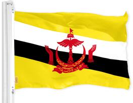 G128 - Brunei National Flag 3x5 ft Printed 150D Polyester with Brass Grommets - Yellow, Black, Red