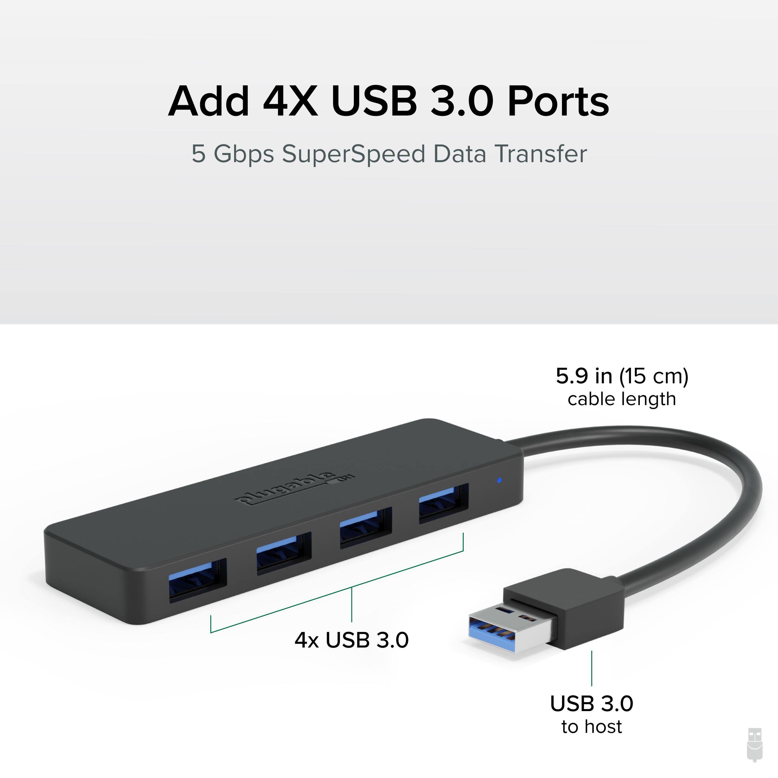 Add 4X USB 3.0 Ports  
5 Gbps SuperSpeed Data Transfer  

5.9 in (15 cm) cable length  

4x USB 3.0  
USB 3.0 to host