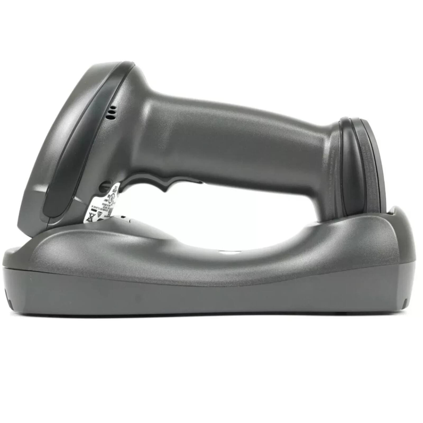 Left. Zebra - LI4278-TRBU0100ZWR Cordless Bluetooth 1D Barcode Scanner, USB Kit with Cradle, 547 Scans per Second - Black.