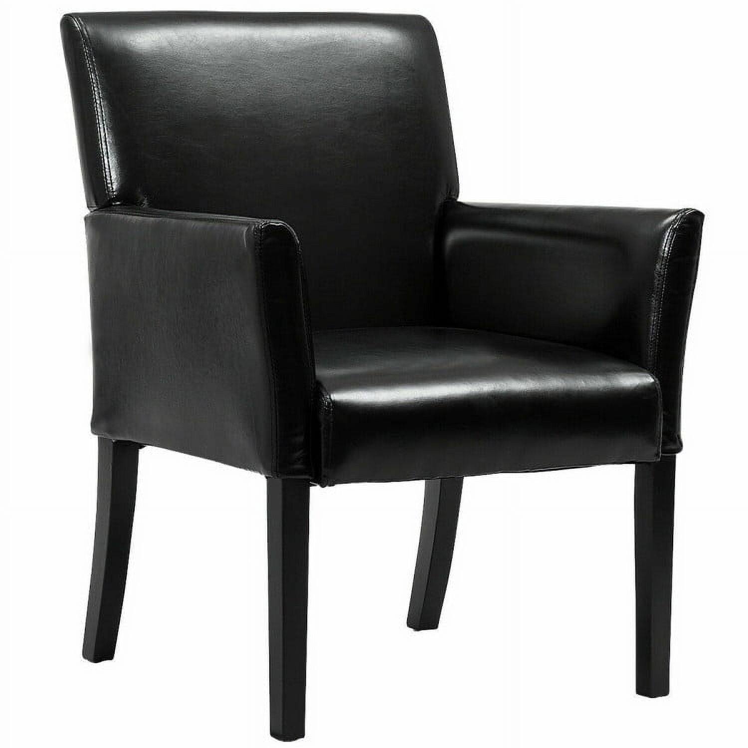 Angle. Kadyn - Modern PU Leather Executive Arm Chair Sofa, Fabric Lazy Chair Large Accent Chair - Black.