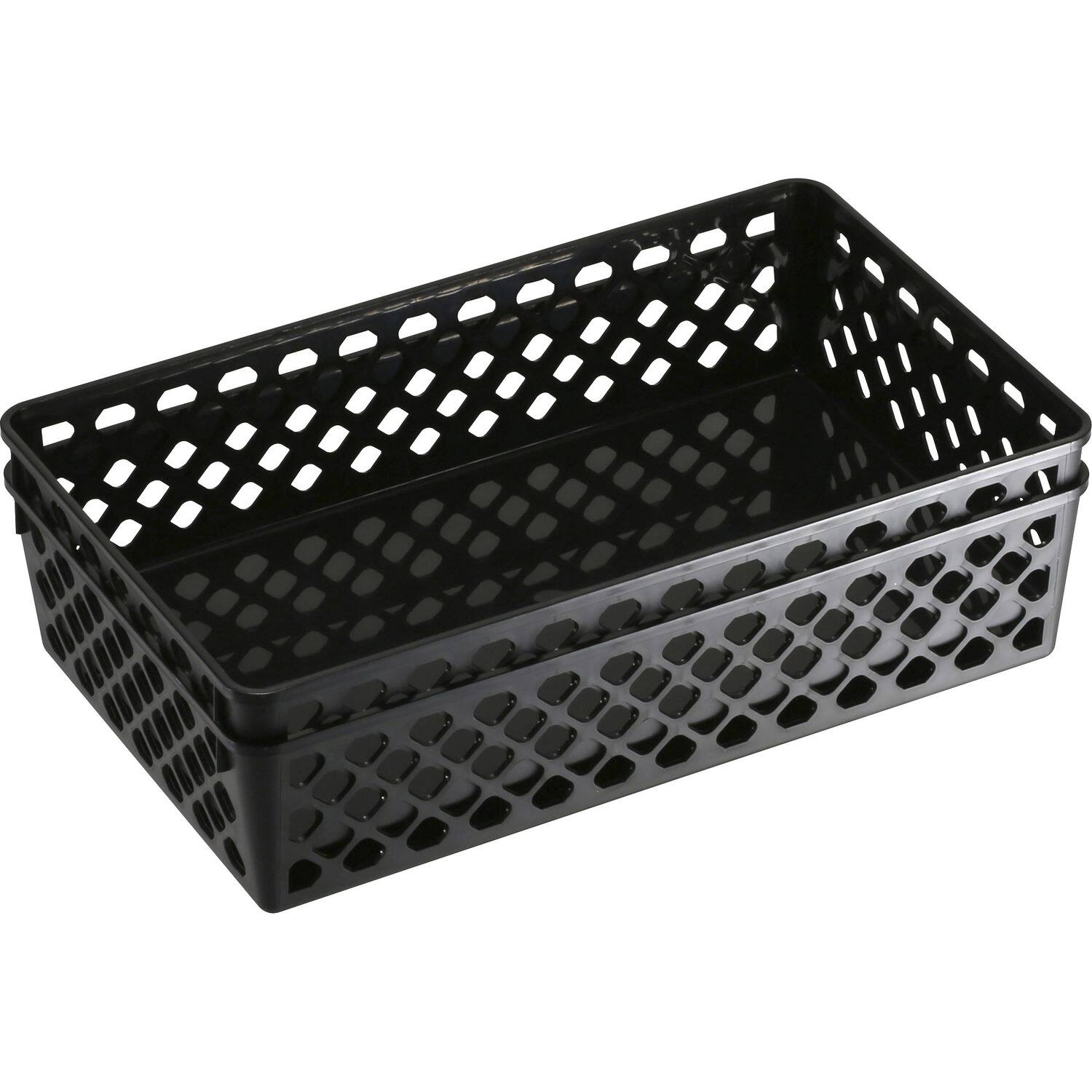 Front. Officemate - Officemate Supply Baskets 2.4" Height x 10.1" Width x 6.1" Depth Black Plastic - Black.
